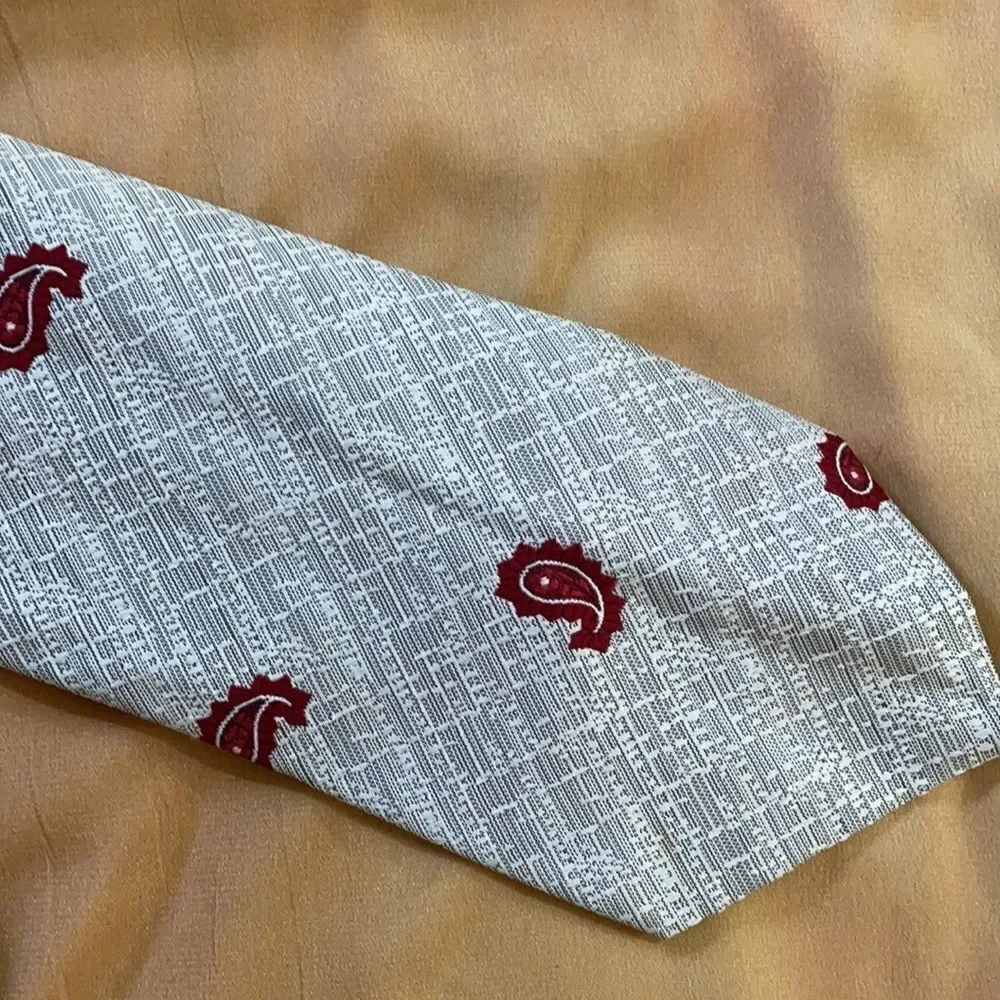 Bundle of 4 Silver Gray and Red 60s vintage Neck Ties